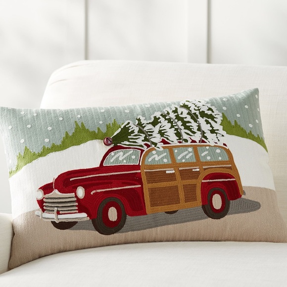 Pottery Barn Other - Pottery Barn Woody Car Crewel Embroidered Lumbar Pillow Cover